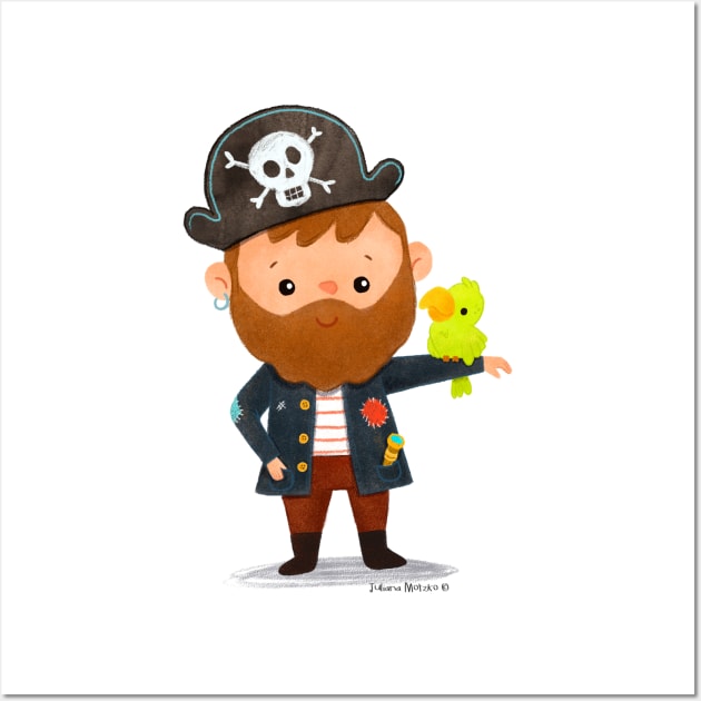 Pirate with Parrot Wall Art by julianamotzko